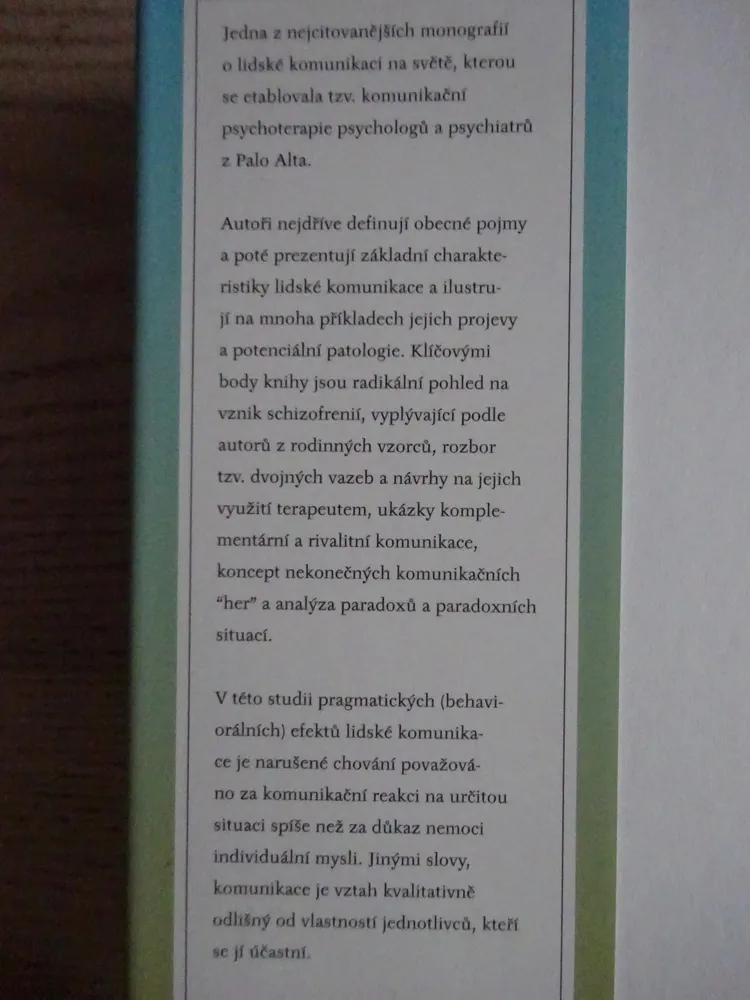 PRAGMATIKA LIDSKÉ KOMUNIKACE, WATZLAWICK, BAVELASOVÁ, JACKSON
