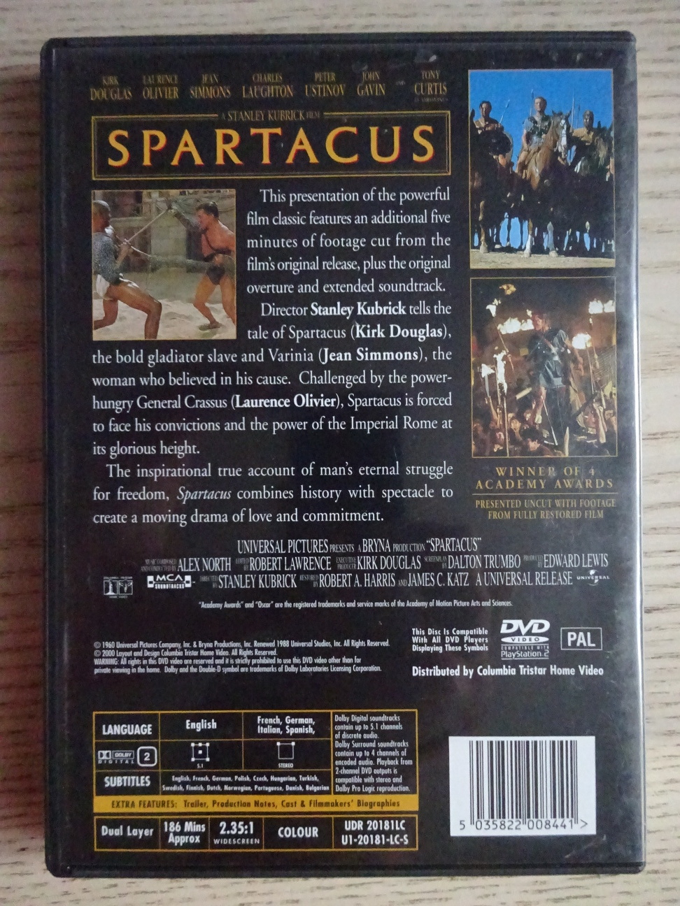 SPARTACUS, DVD FILM