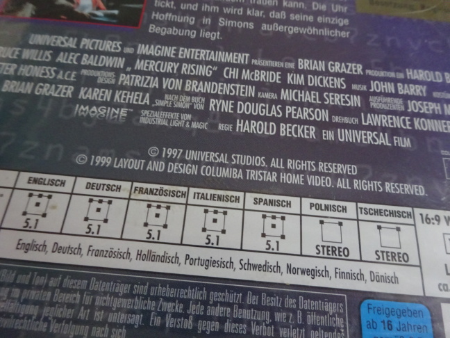 DAS MERCURY PUZZLE, DVD FILM