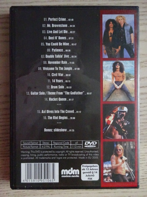 GUNS N' ROSES, THE RIOT SHOW, DVD HUDBA