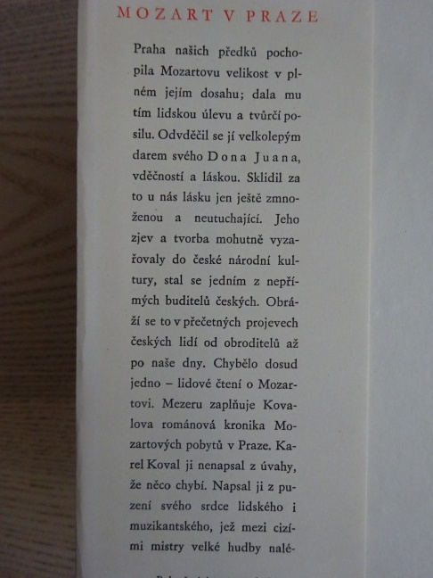 MOZART V PRAZE, KAREL KOVAL, HUDBA, **an