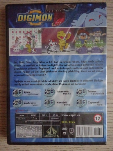 DIGIMON, 1. SEZÓNA EPIZODA 17-22, DVD FILM POHÁDKA