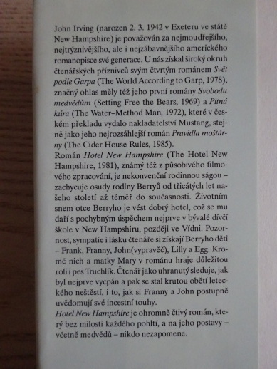HOTEL NEW HAMPSHIRE, JOHN IRVING,**an
