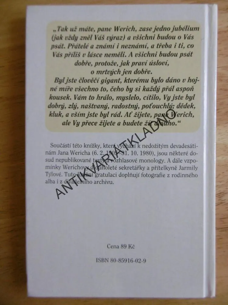 KDYŽ UŽ ČLOVĚK JEDNOU JE..., JAN WERICH, **an