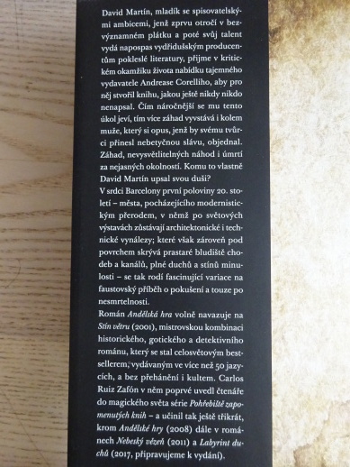 ANDĚLSKÁ HRA, CARLOS RUIZ ZAFÓN, **an