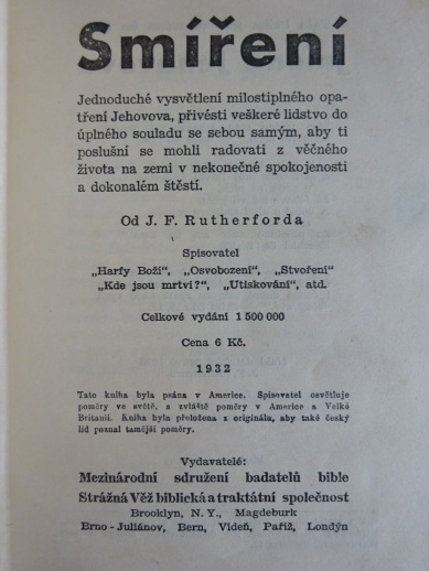 SMÍŘENÍ, J. F. RUTHERFORD, **an
