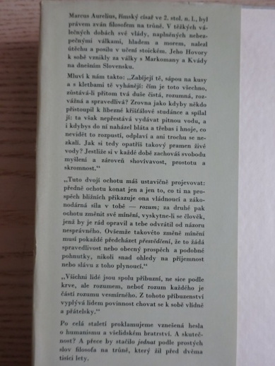 HOVORY K SOBĚ, MARCUS AURELIUS ANTONINUS, **an