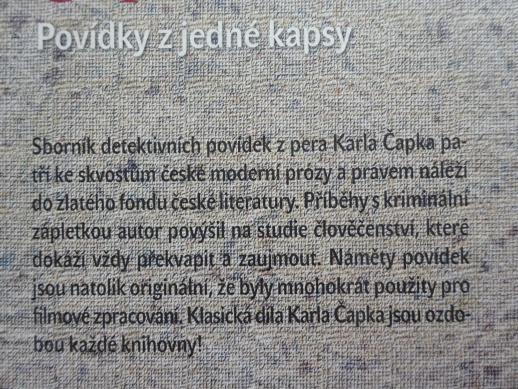 POVÍDKY Z JEDNÉ KAPSY, KAREL ČAPEK, **an