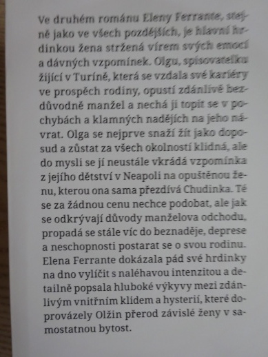 DNY V OPUŠTĚNÍ, ELENA FERRANTE, **an
