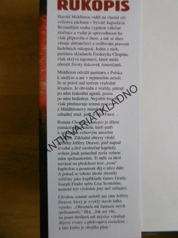 CHOPINŮV RUKOPIS, DEAVER, LEE CHILD, AD. **an