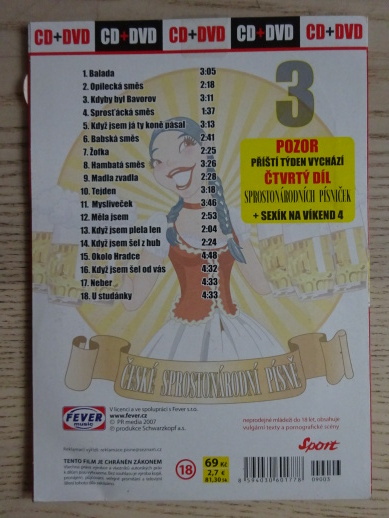ČESKÉ SPROSTONÁRODNÍ PÍSNĚ 3 A SEXÍK NA VÍKEND, CD + DVD FILM EROTIKA