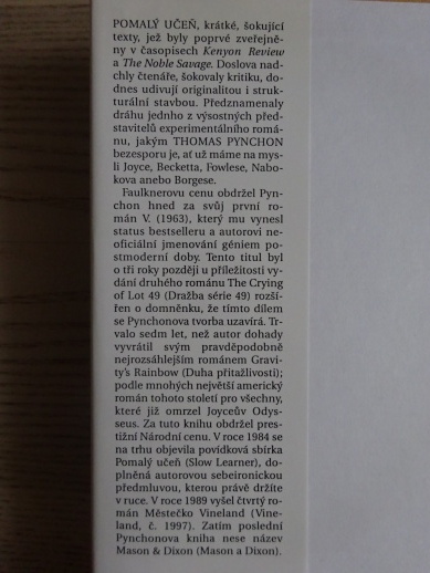 POMALÝ UČEŇ, THOMAS PYNCHON, **an