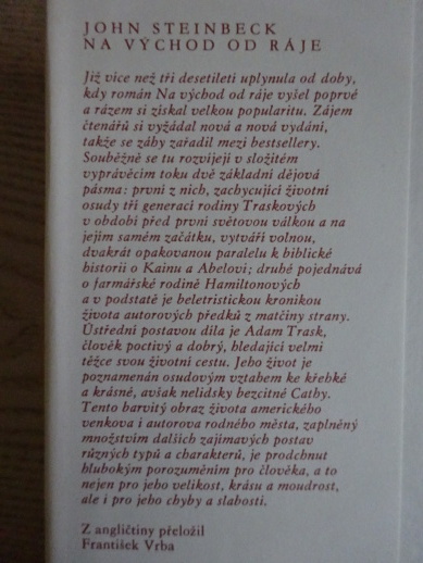 NA VÝCHOD OD RÁJE, JOHN STEINBECK, **an