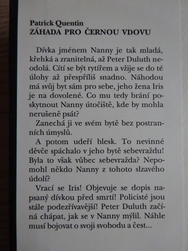 ZÁHADA PRO ČERNOU VDOVU, PATRICK QUENTIN, **an