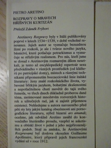 ROZPRAVY O MRAVECH HŘÍŠNÝCH KURTIZÁN, PIETRO ARETINO, **an