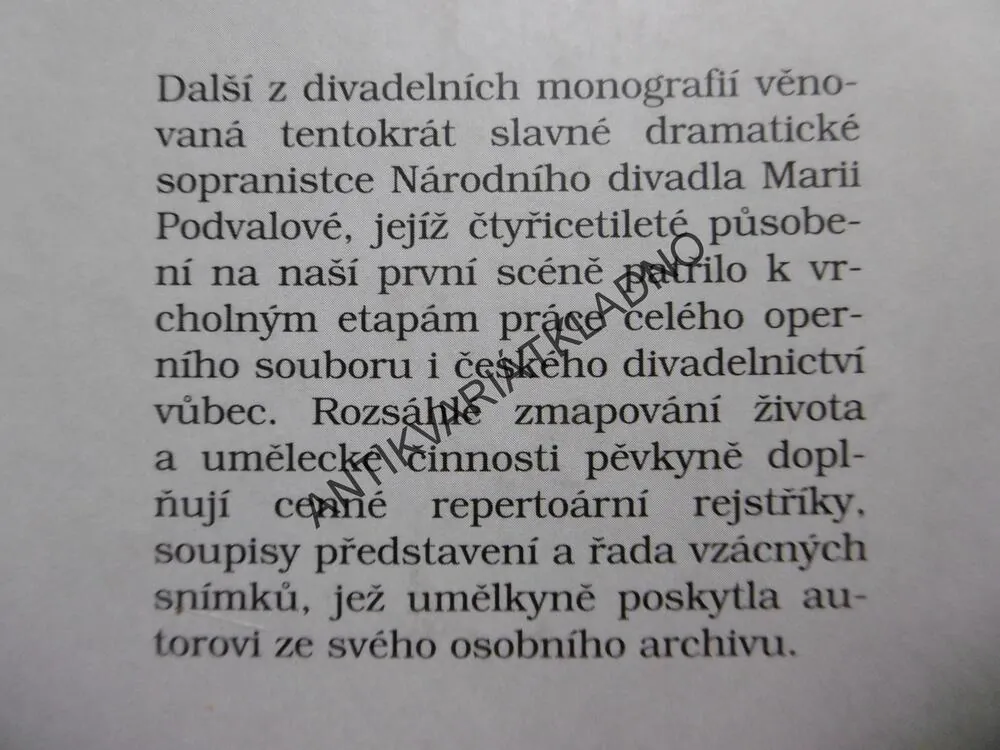MARIE PODVALOVÁ, HVĚZDA OPERY, MILOSLAV POSPÍŠIL
