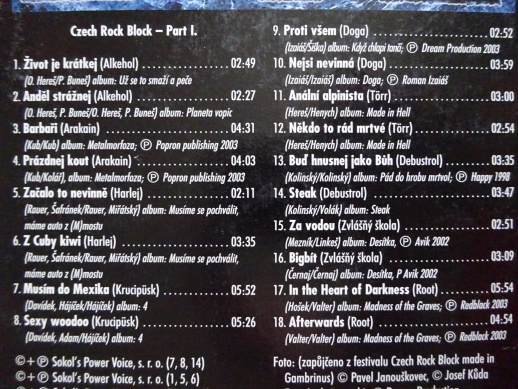 CZECH ROCK BLOCK, PART I, CD HUDBA