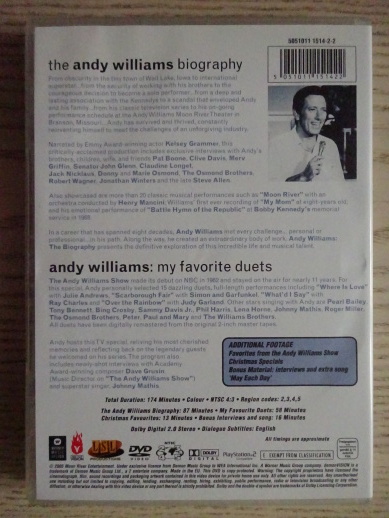 ANDY WILLIAMS, MOON RIVER AND ME, DVD HUDBA