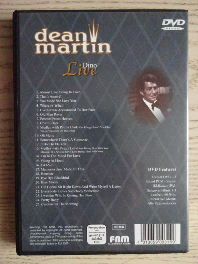 DEAN MARTIN, DINO LIVE, DVD HUDBA