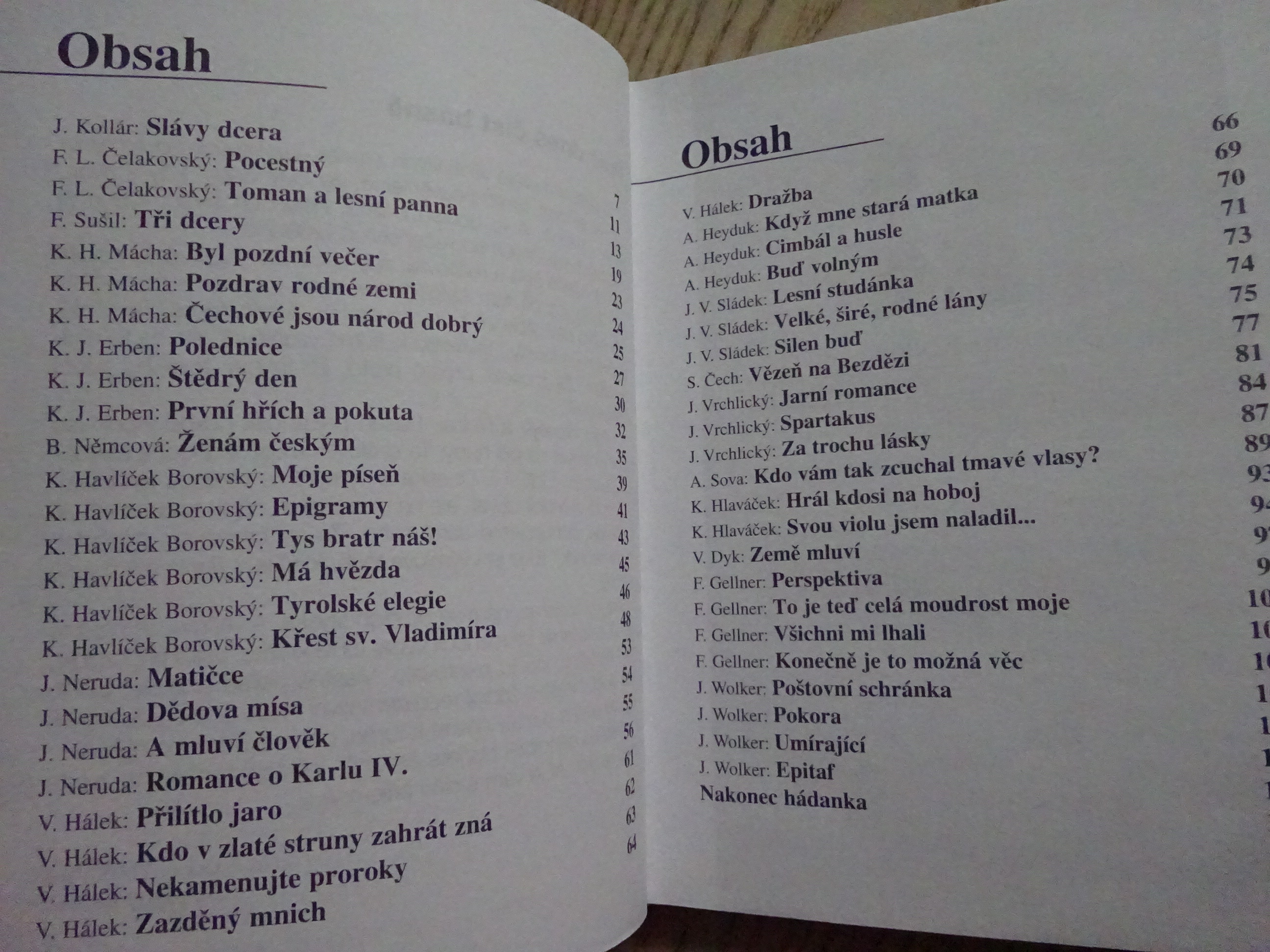 ZNÁM KŘIŠŤÁLOVOU STUDÁNKU, POKLADY ČESKÉ POEZIE, **an
