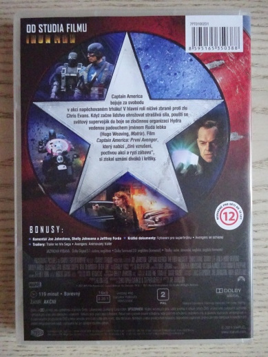 CAPTAIN AMERICA, KAPITÁN AMERIKA, PRVNÍ AVENGER, DVD FILM MARVEL