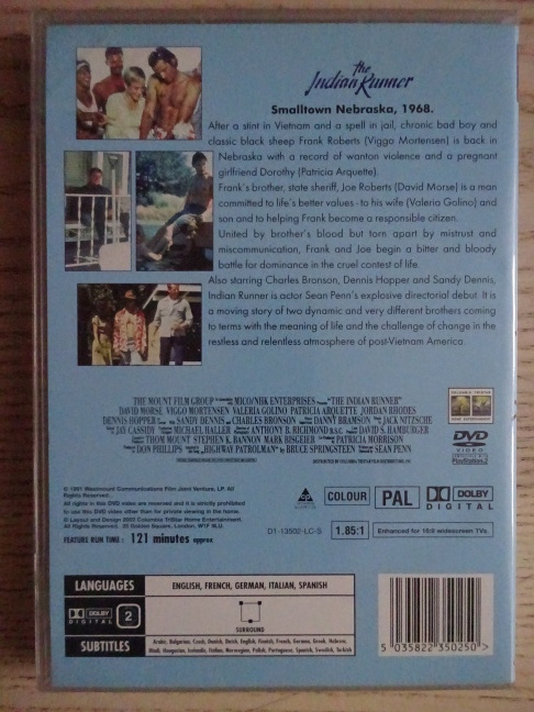 THE INDIAN RUNNER, DVD FILM