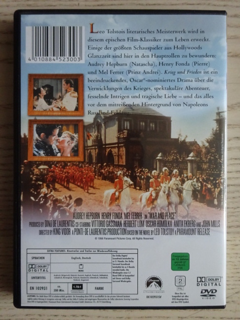 KRIEG UND FRIEDEN, VOJNA A MÍR, DVD FILM