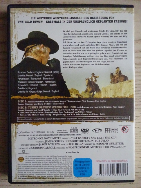 PAT GARRETT A BILLY KID, DVD FILM