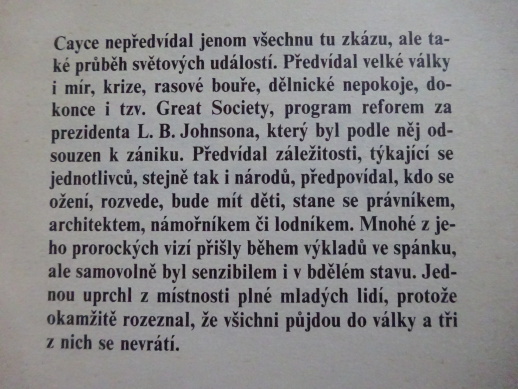 SPÍCÍ PROROK, EDGAR CAYCE, **an
