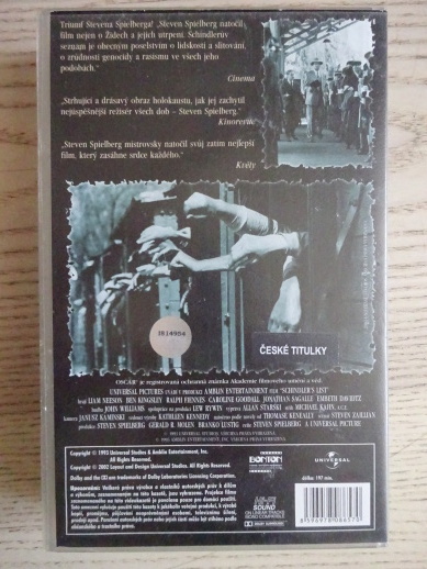 SCHINDLERŮV SEZNAM, VHS