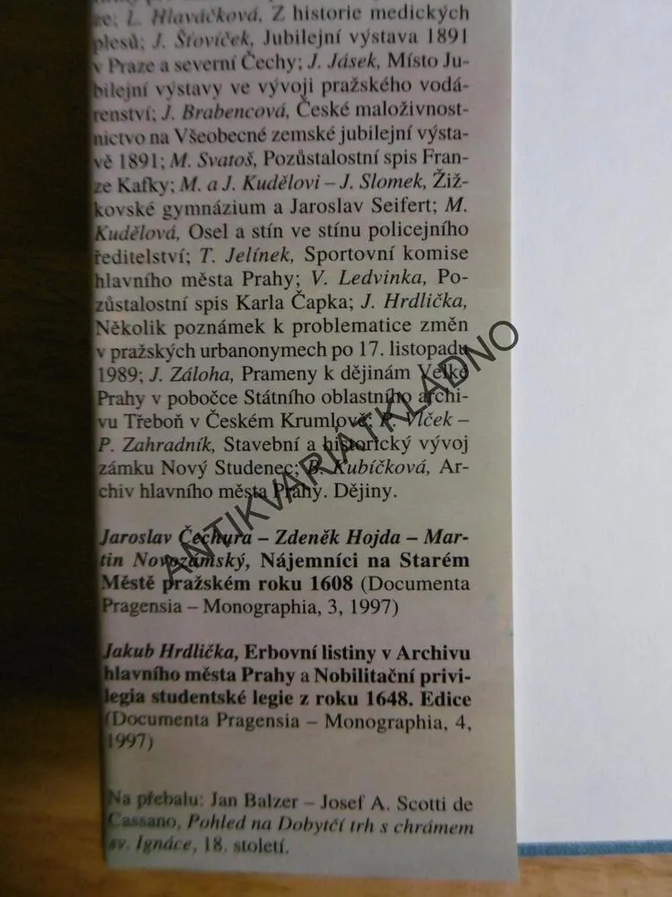 PRAŽSKÝ SBORNÍK HISTORICKÝ XXX, 1998, P-A