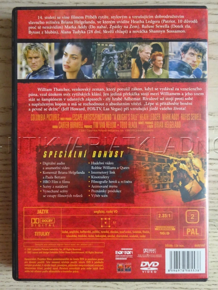 PŘÍBĚH RYTÍŘE, DVD FILM