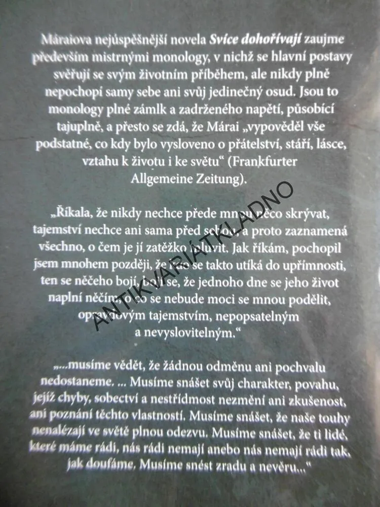 SVÍCE DOHOŘÍVAJÍ, SÁNDOR MÁRAI