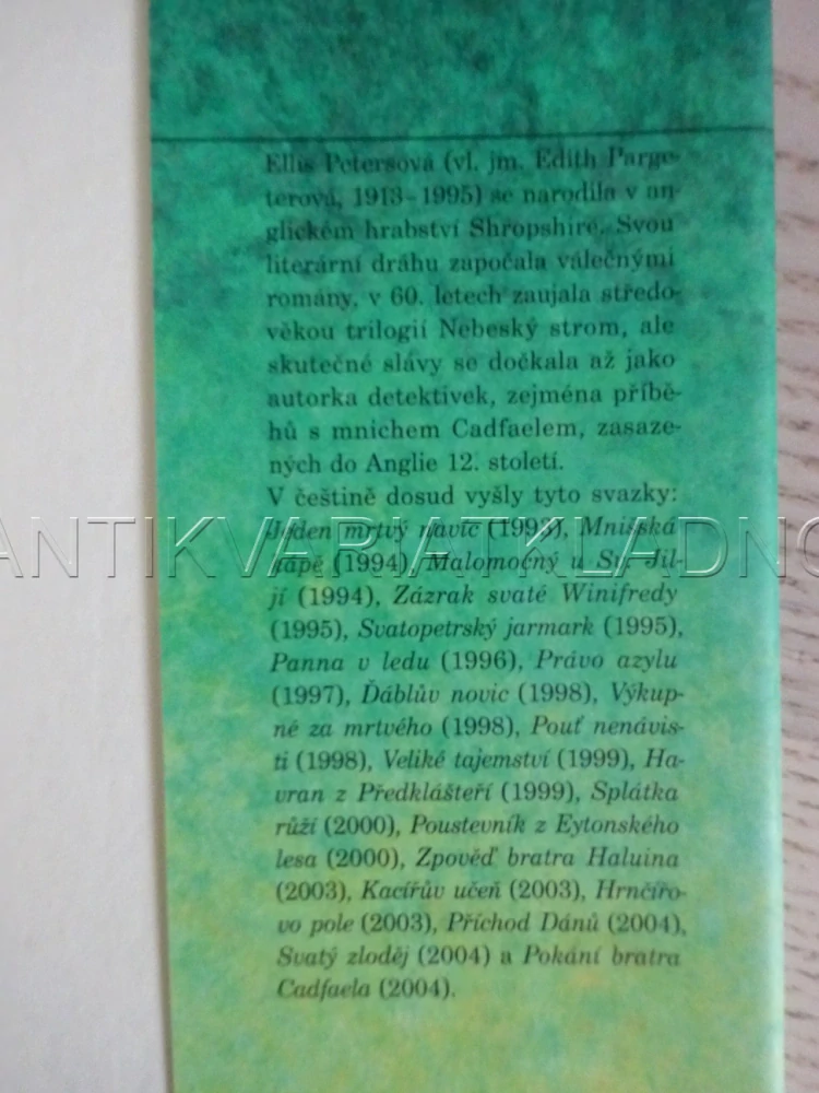 NEOBYČEJNÝ BENEDIKTIN, ADVENT BRATRA CADFAELA, ELLIS PETERSOVÁ, **an