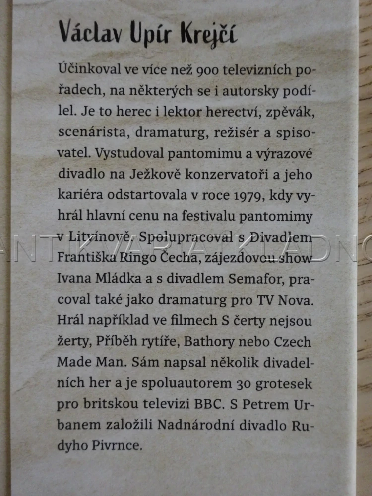 ŠŤASTNÉ HOROROVÉ MLÁDÍ, VÁCLAV UPÍR KREJČÍ, **an