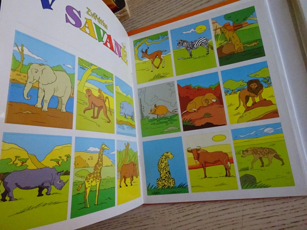 V SAVANĚ, SVĚT ZVÍŘAT, DVD + SAMOLEPKY, PASTELKY, OŘEZÁVÁTKO, OMALOVÁNKY