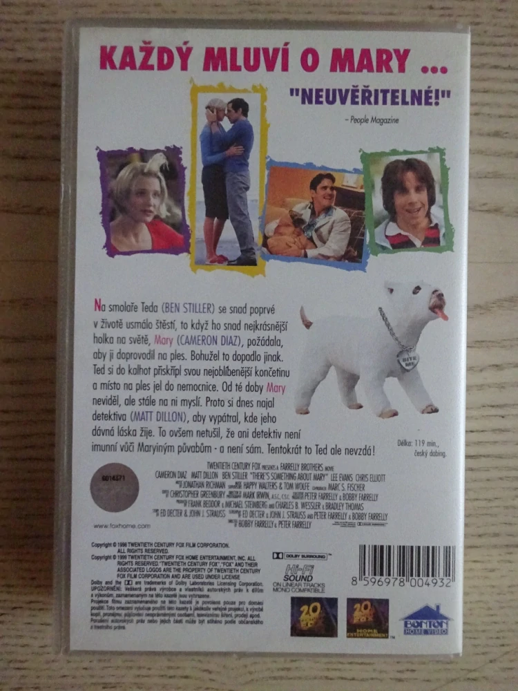 NĚCO NA TÉ MARY JE, CAMERON DIAZ, DILLON, STILLER,VHS VIDEOKAZETA