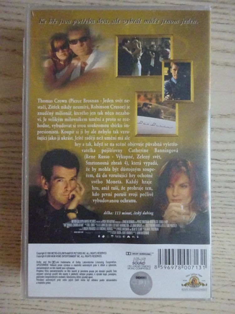 AFÉRA THOMASE CROWNA, P. BROSNAN, RENÉ RUSSO, VHS VIDEOKAZETA