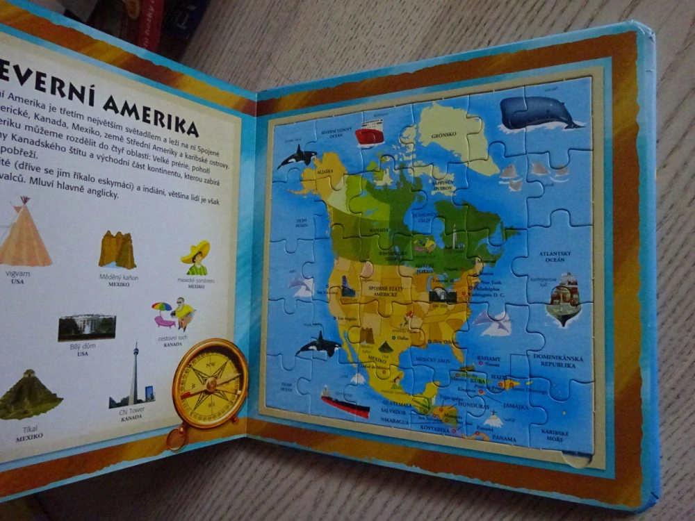ATLAS SVĚTA S PUZZLE, **an