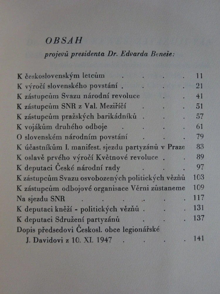 ZAVAZUJI VÁS, DR. EDVARD BENEŠ, 1948, **an