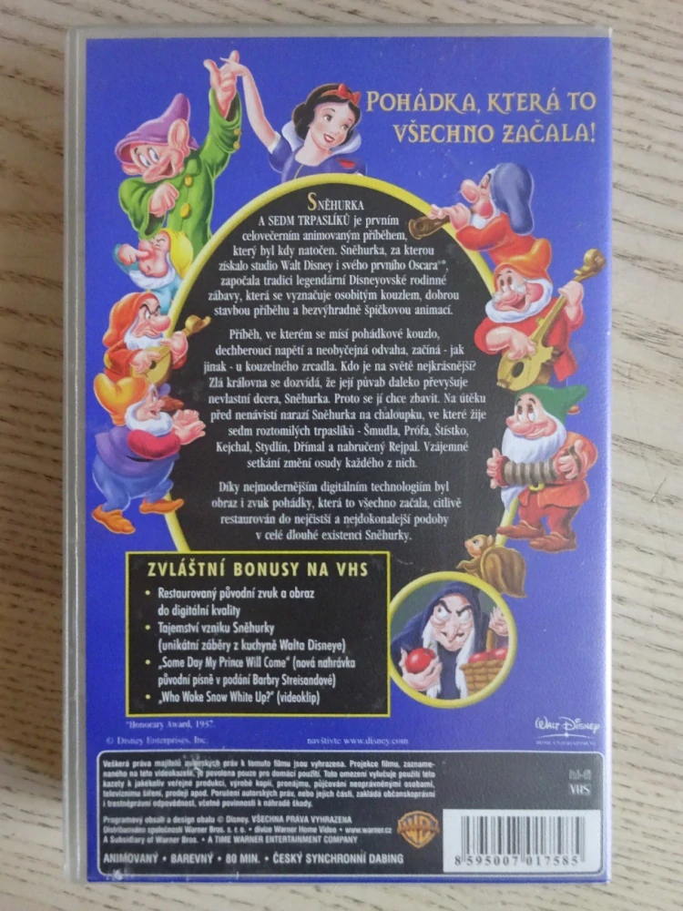 SNĚHURKA A SEDM TRPASLÍKŮ, VHS VIDEOKAZETA