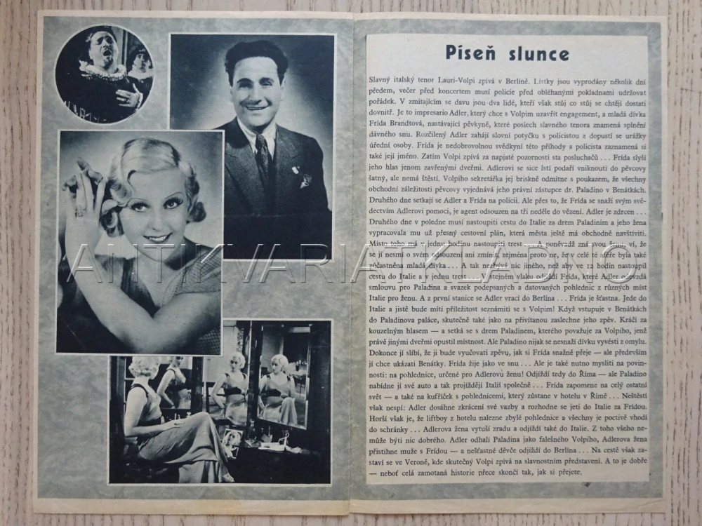 PÍSEŇ SLUNCE, L. VOLPI, BIO PROGRAM Č. 96, 1933