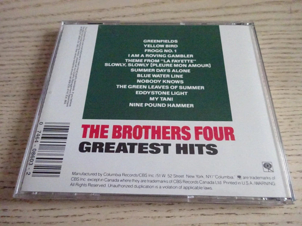 THE BROTHERS FOUR, GREATEST HITS, CD HUDBA