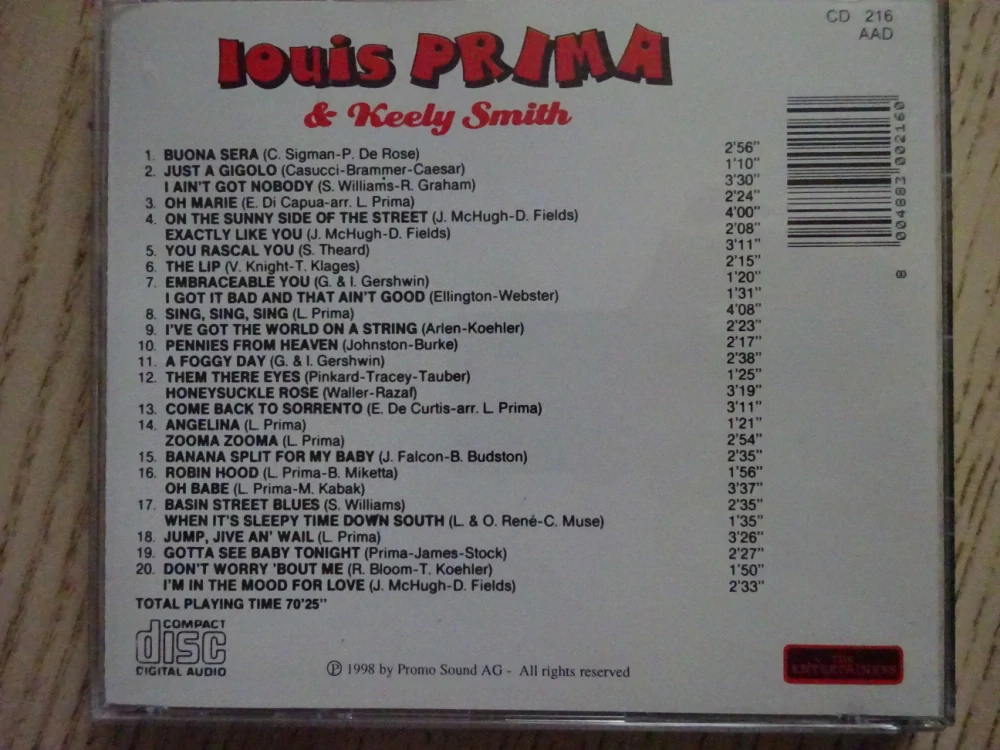 LOUIS PRIMA AND KELLY SMITH, CD HUDBA