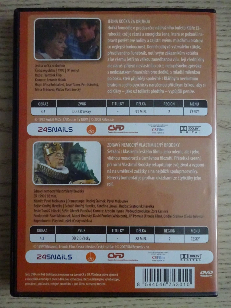 JEDNA KOČKA ZA DRUHOU, ZDRAVÝ NEMOCNÝ VLASTIMILENÝ BRODSKÝ, 2X DVD FILM ČR