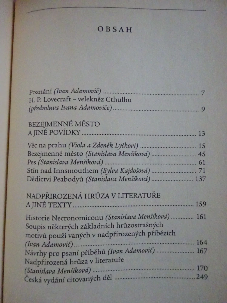 BEZEJMENNÉ MĚSTO, H. P. LOVECRAFT, **an