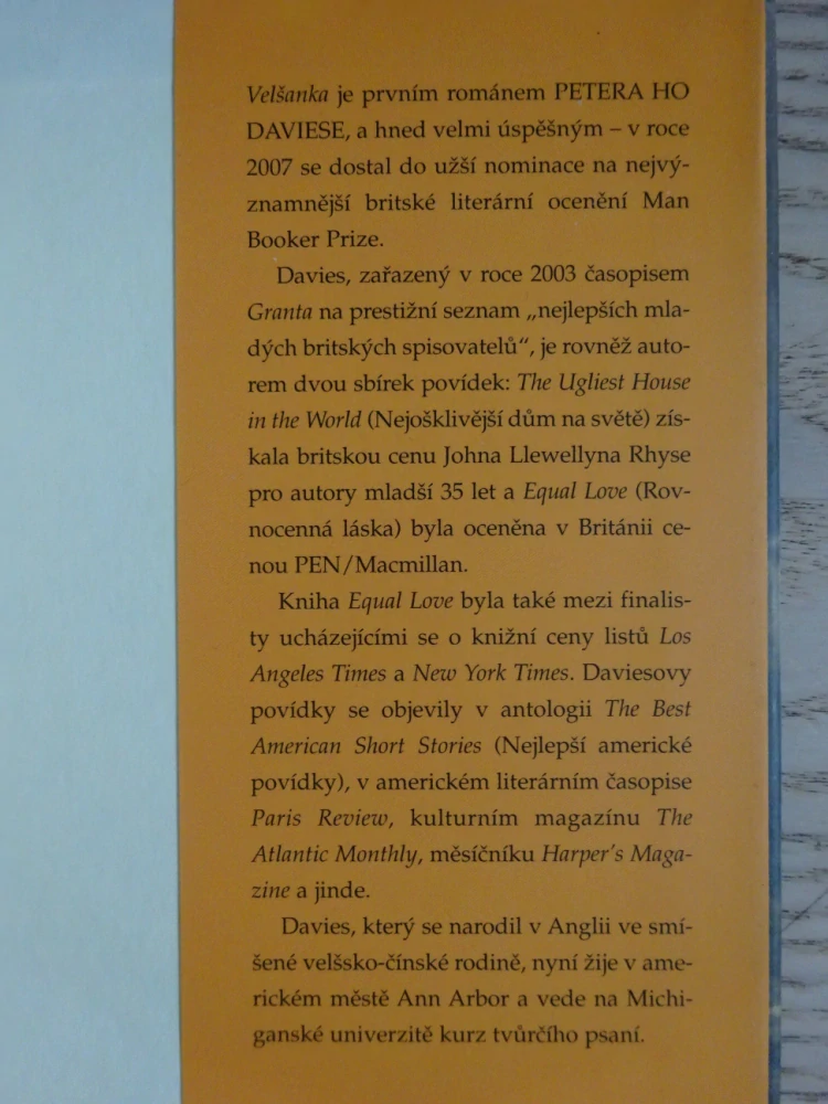 VELŠANKA, PETER HO DAVIES, **an