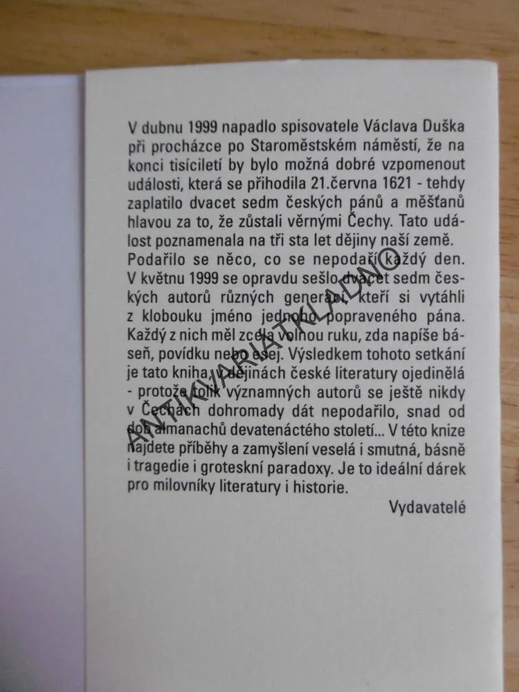 27 POPRAVENÝCH ČESKÝCH PÁNŮ OČIMA 27 NEPOPRAVENÝCH ČESKÝCH SPISOVATELŮ, **an
