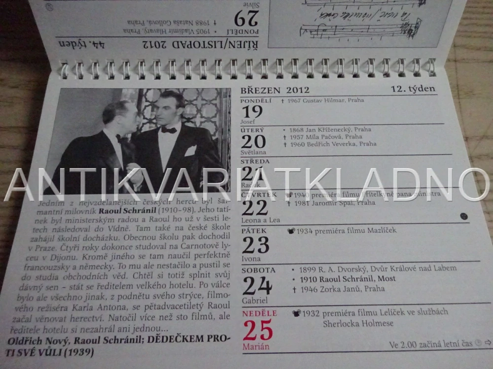 CIBULKŮV KALENDÁŘ PRO FILMOVÉ PAMĚTNÍKY 2012