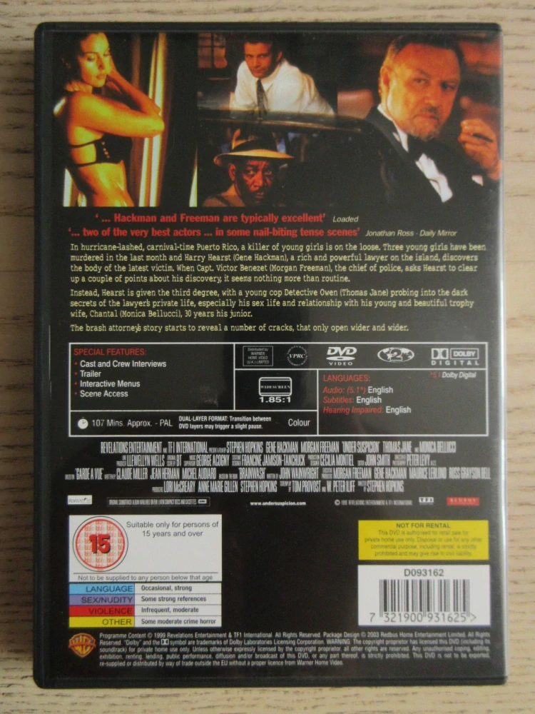PODEZŘENÍ, G. HACKMAN, GB OBAL, ČESKÁ VERZE, DVD FILM